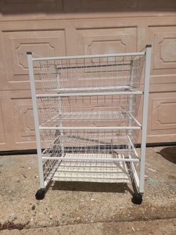 3-Tier Wire Basket Rolling Storage Cart