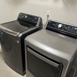 LG Black Steel Washer + Dryer Set - Smart Top-Load, Steam, Like NEW (Moving Sale)