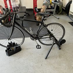 Road Bike, Indoor Trainer, and accessories