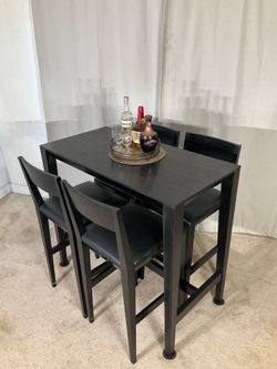 Black BAR Height Dinette with 4 Chairs PERFECT FOR APARTMENT LIVING!