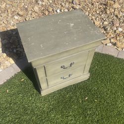 Two Drawer Nightstand, Grey Color Made Out Of Wood