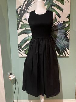 French Connection Smocked Fit And Flare Dress With Pockets