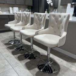 Velvet Height Adjustable Swivel Kitchen Stools
