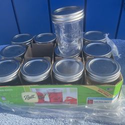 BALL Mason Jars For Smoothies  Or Canning ! Brand New, Never Used…. Assortment Of Sizes ! M