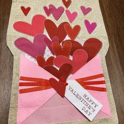 Happy Valentine's Day Garden Flag 18” x 12.5” Hearts 3-D Felt & Ribbon Details Holiday Yard Decor 