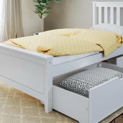 Twin Solid Wood platform Bed With Trundle