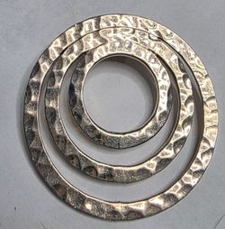 STERLING SILVER 925 Signed Mexico Triple Circle 1.75" Pendant WEIGHT 18 grams