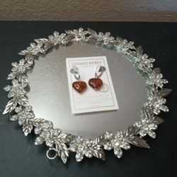 EXQUISITE Genuine Baltic Amber Sterling Silver Leverback Earings

