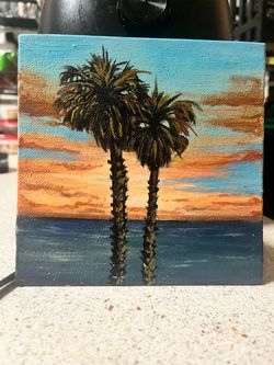 Original Palm Tree Sunset Acrylic Painting