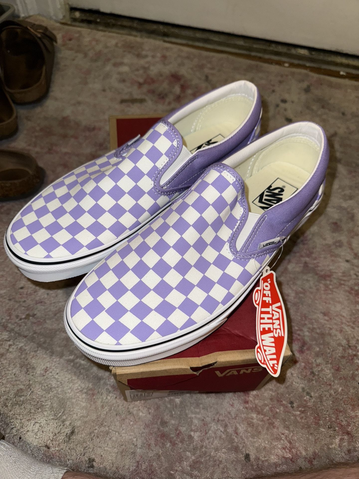 Purple Checkered Vans Shoes
