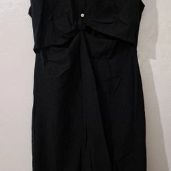 Old Navy Womens Xl Viscose Linen Midi Shirt dress Black twist nod  Open Front extra Large