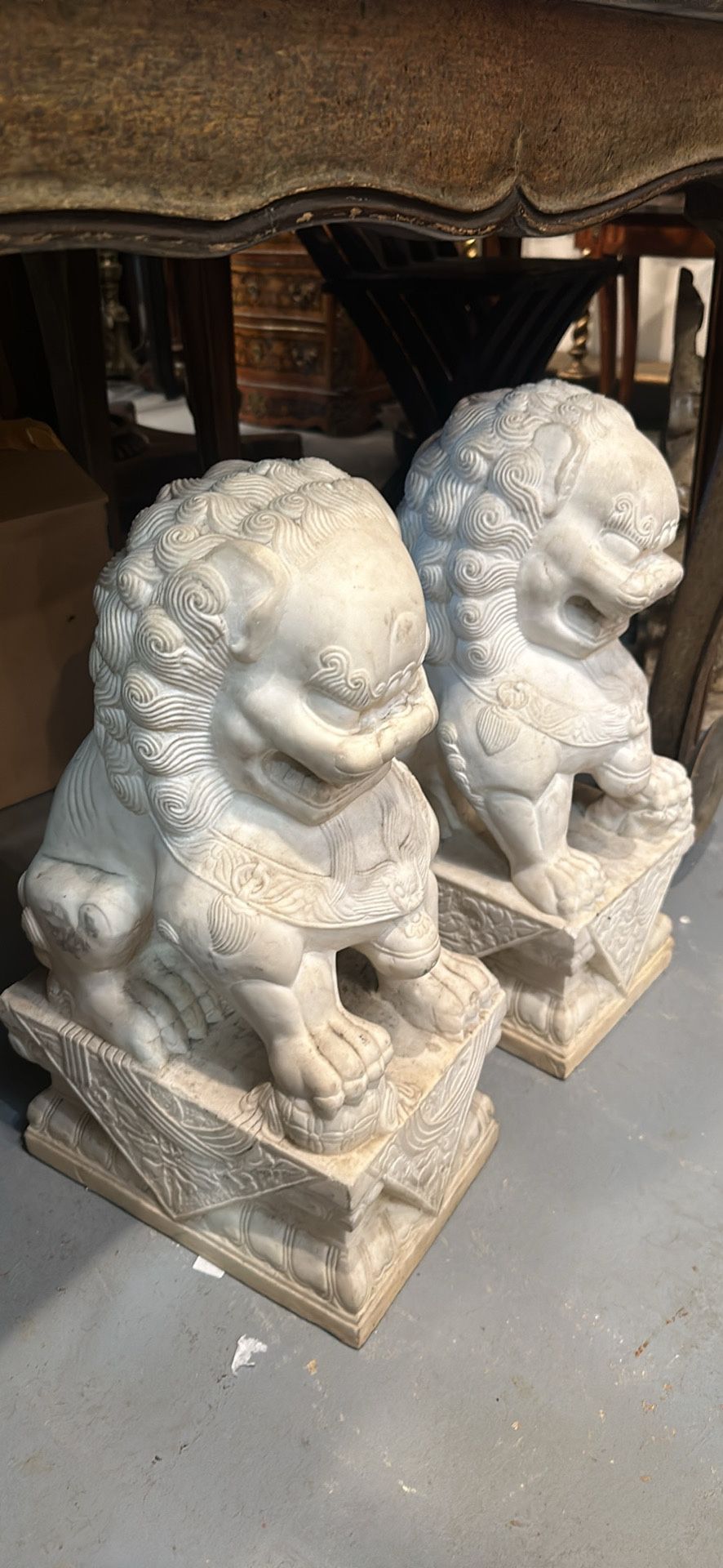 Pair Of 20th Century Carved Stone Foo Dogs