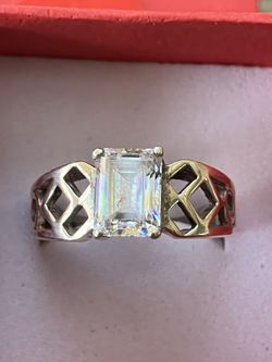Vintage QVC Diamonique Sterling Silver Solitaire Ring 8