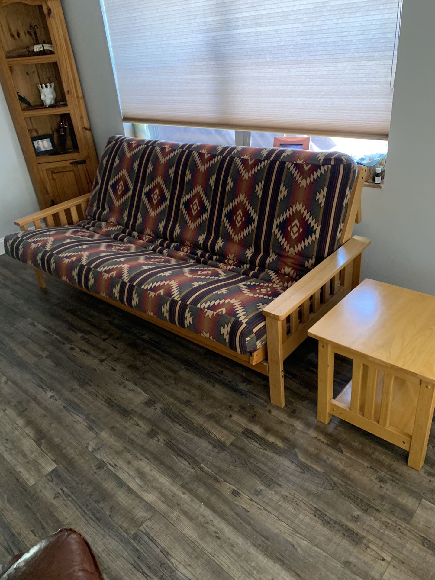 Futon and end table