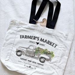 Reusable Cotton Tote Bag With Handles for Shopping, Produce, Farmers Market

