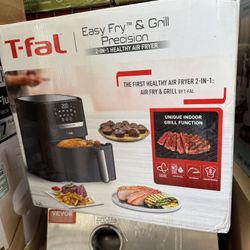 T-fal Easy Fry and Grill Air fryer, Stainless Steel, 4.4Quart/4.2L, Die Cast Grill Plate, Digital Recipe Book