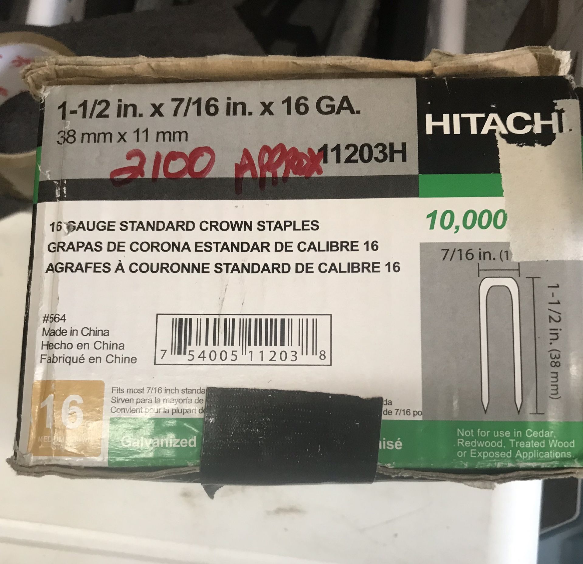 Hitachi/Metabo TYPE: 16 Gauge Electro Galvanized Standard Crown Staples APPLICATION: Staples provides excellent holding power in most sheathing, palle