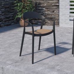 Brand New Black Stackable Dining Chair Made Of High-Quality Resin, Outdoor & Patio Furniture