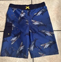 🦈 Shark themed Youth Size XL (16) Swimsuit Trunks by Cat and Jack Target brand in like new condition 