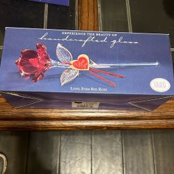 Glass Baron   Long StemRed Rose Gift Item (Handcrafted Glass)