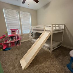 Twin Bunk Bed With Slide & Stairs 
