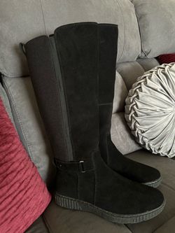Suede knee high boots