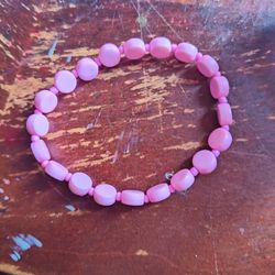 Pink Flat Circle Beaded Bracelet 