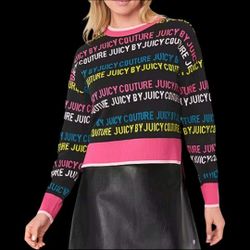 Juicy Couture Logo Sweater Womens M/L like New Black Pink