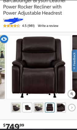 Barcalounger Bryson Leather Power Rocker Recliner w/  Power Headrest