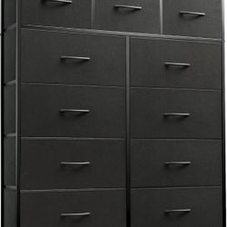 Black Fabric Dresser with 11 Drawers