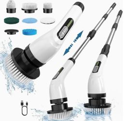 Motorized rotary cleaning brush with multiple brush heads