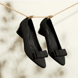 Vivaia Titli Pointed Toe Bow Heels Old Money  Timeless Comfort Office Ebony 39 8