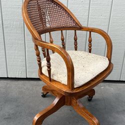 Antique Solid Oak Swivel Chair