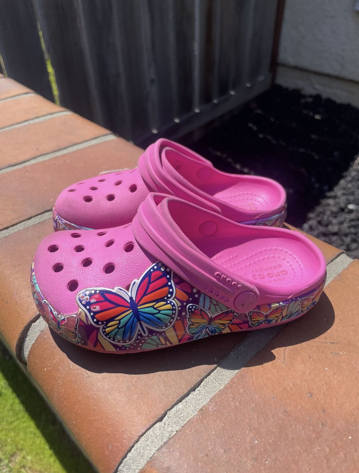 Pink Butterfly Crocs