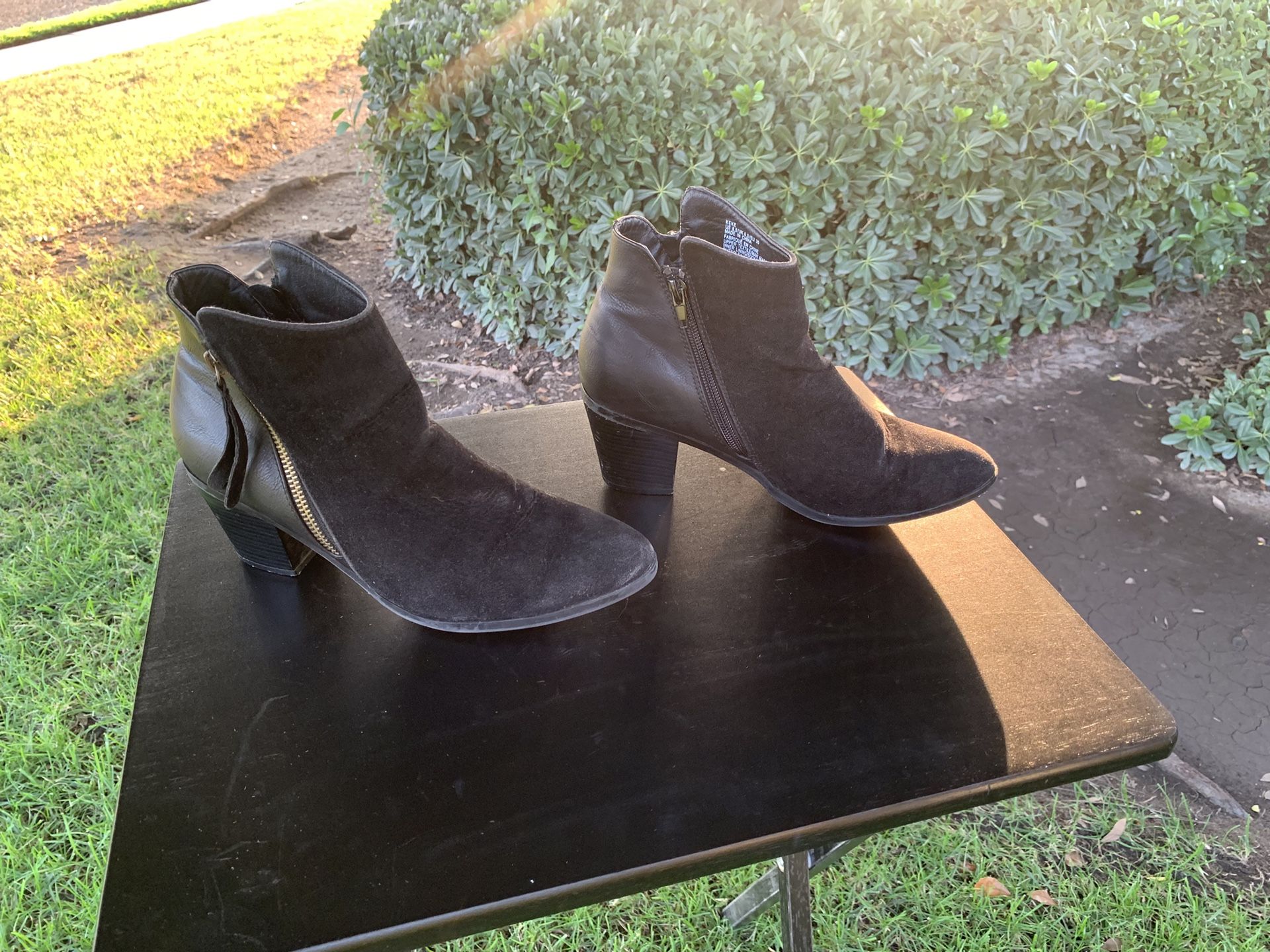 Ladies Suade And Leather Ankle Boots