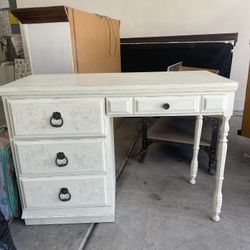 White Antique Desk 