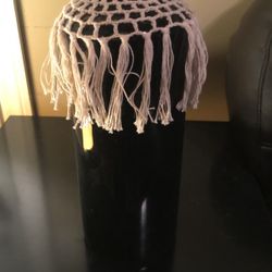 Home Decor Vase (Black And Knitted Accent)