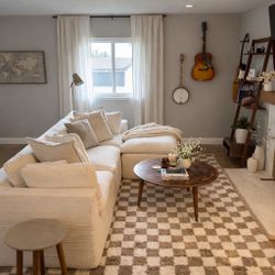 New, Trending Cloud Sectional Couch for Living Room, Convertible Frameless Couch with Ottoman