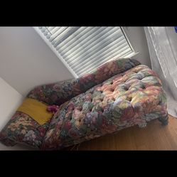 Vintage Floral Tufted Chaise Lounge / Fainting Couch – 90s 