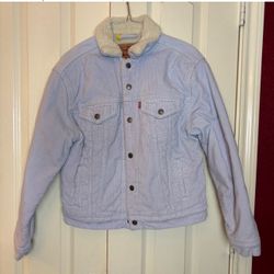 Levi Strauss Trucker Jacket Women’s XS Corduroy Sherpa Lined Ivory Beige