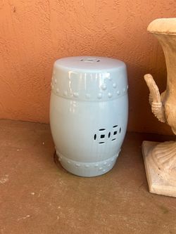 Light Blue Ceramic Garden Stool