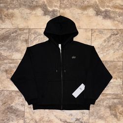 Alo Yoga Accolade Full Zip Hoodie Black Sweatshirt NWT Size Medium