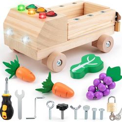 new kids Tool Set, Montessori Screwdriver Board Set, Busy Board with Led Light, Fine Motor Skills Toys, Wooden Montessori trucks Car Toys Sensory Pres