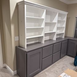 Solid Wood Bookshelf And Drawers 