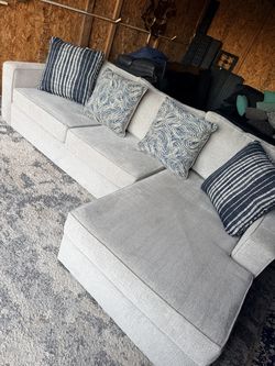 Monterey Beach Beige Gray Fabric 107" 2 Piece  LIVING SPACES