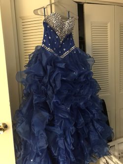 Blue gown with Silver Beading 