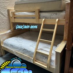 Twin full natural bunk bed with mattresses colchones nuevos bonitos new