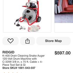 Ridgid K-400 Powered Drain Cleaner 75 ft