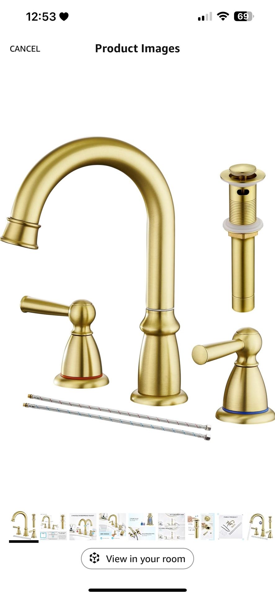CREA Widespread Bathroom Faucet 3 Hole Brushed Gold Sink Faucet 8 inch with Pop Up Drain