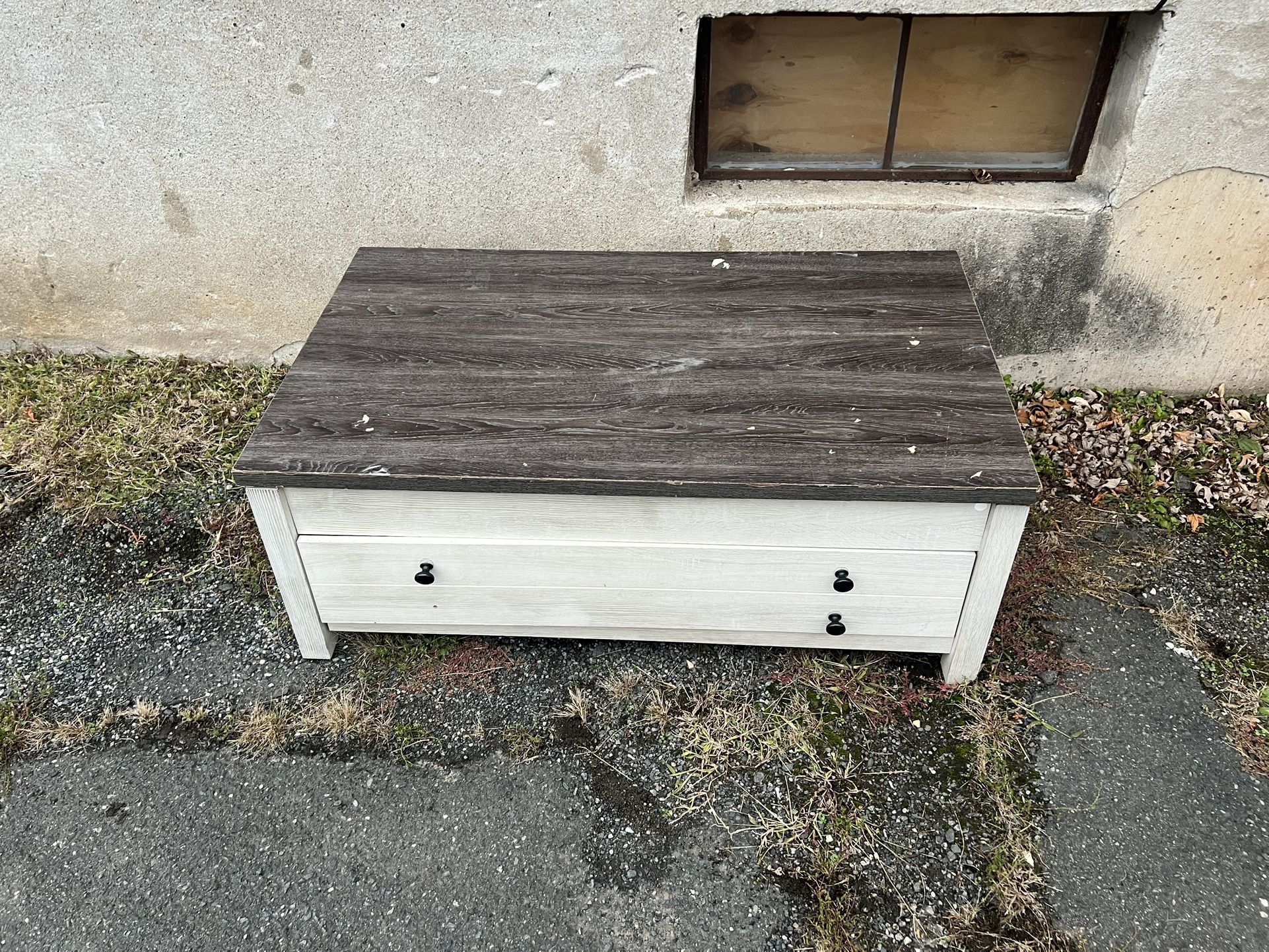 Misc. Items! Outside Pickup! Free! Table! Plastic Bins And Drawers, Etc